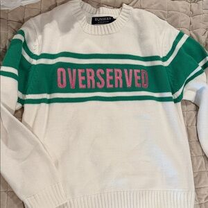 Runway Athletics 'Overserved' Green & Pink Stripe Crewneck Sweater